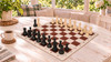 Deluxe Old Club Plastic Chess Set - Black & Ivory Pieces with Floppy Chess Board - Brown