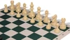 Deluxe Old Club Plastic Chess Set - Black & Ivory Pieces with Floppy Chess Board - Green