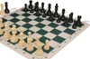 Deluxe Old Club Plastic Chess Set - Black & Ivory Pieces with Floppy Chess Board - Green