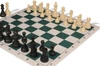 Deluxe Old Club Plastic Chess Set - Black & Ivory Pieces with Floppy Chess Board - Green