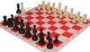 Deluxe Old Club Plastic Chess Set - Black & Ivory Pieces with Floppy Chess Board - Red