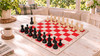 Deluxe Old Club Plastic Chess Set - Black & Ivory Pieces with Floppy Chess Board - Red