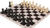 Deluxe Old Club Triple-Weighted Plastic Chess Set - Black & Ivory Pieces with Floppy Chess Board - Black