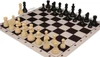 Deluxe Old Club Triple-Weighted Plastic Chess Set - Black & Ivory Pieces with Floppy Chess Board - Black