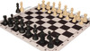 Deluxe Old Club Triple-Weighted Plastic Chess Set - Black & Ivory Pieces with Floppy Chess Board - Brown