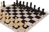 Deluxe Old Club Triple-Weighted Plastic Chess Set - Black & Ivory Pieces with Floppy Chess Board - Brown