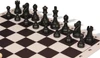 Deluxe Old Club Triple-Weighted Plastic Chess Set - Black & Ivory Pieces with Floppy Chess Board - Brown