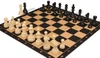 Deluxe Old Club Plastic Chess Set - Black & Ivory Pieces with Macassar Ebony & Maple Floppy Chess Board