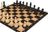 Deluxe Old Club Plastic Chess Set - Black & Ivory Pieces with Macassar Ebony & Maple Floppy Chess Board