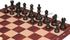 Deluxe Old Club Plastic Chess Set - Black & Ivory Pieces with Rosewood & Maple Floppy Chess Board