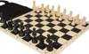 Deluxe Old Club Easy-Carry Plastic Chess Set - Black & Ivory Pieces with Vinyl Rollup Board - Black