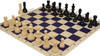 Deluxe Old Club Easy-Carry Plastic Chess Set - Black & Ivory Pieces with Vinyl Rollup Board - Blue