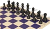 Deluxe Old Club Easy-Carry Plastic Chess Set - Black & Ivory Pieces with Vinyl Rollup Board - Blue