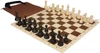 Deluxe Old Club Easy-Carry Plastic Chess Set - Black & Ivory Pieces with Vinyl Rollup Board - Brown