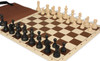 Deluxe Old Club Easy-Carry Plastic Chess Set - Black & Ivory Pieces with Vinyl Rollup Board - Brown
