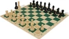 Deluxe Old Club Easy-Carry Plastic Chess Set - Black & Ivory Pieces with Vinyl Rollup Board - Green