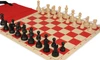 Deluxe Old Club Easy-Carry Plastic Chess Set - Black & Ivory Pieces with Vinyl Rollup Board - Red