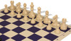 Deluxe Old Club Easy-Carry Triple Weighted Plastic Chess Set - Black & Ivory Pieces with Vinyl Rollup Board - Blue
