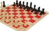 Deluxe Old Club Easy-Carry Triple Weighted Plastic Chess Set - Black & Ivory Pieces with Vinyl Rollup Board - Red