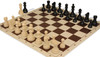Deluxe Old Club Carry-All Plastic Chess Set - Black & Ivory Pieces with Vinyl Rollup Board - Brown