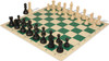 Deluxe Old Club Carry-All Plastic Chess Set - Black & Ivory Pieces with Vinyl Rollup Board - Green