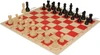 Deluxe Old Club Carry-All Plastic Chess Set - Black & Ivory Pieces with Vinyl Rollup Board - Red