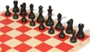 Deluxe Old Club Carry-All Plastic Chess Set - Black & Ivory Pieces with Vinyl Rollup Board - Red