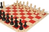 Deluxe Old Club Carry-All Plastic Chess Set - Black & Ivory Pieces with Vinyl Rollup Board - Red