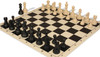 Deluxe Old Club Carry-All Triple Weighted Plastic Chess Set - Black & Ivory Pieces with Vinyl Rollup Board - Black