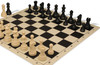 Deluxe Old Club Carry-All Triple Weighted Plastic Chess Set - Black & Ivory Pieces with Vinyl Rollup Board - Black