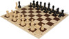 Deluxe Old Club Carry-All Triple Weighted Plastic Chess Set - Black & Ivory Pieces with Vinyl Rollup Board - Brown