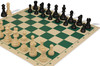 Deluxe Old Club Carry-All Triple Weighted Plastic Chess Set - Black & Ivory Pieces with Vinyl Rollup Board - Green