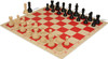 Deluxe Old Club Carry-All Triple Weighted Plastic Chess Set - Black & Ivory Pieces with Vinyl Rollup Board - Red