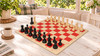 Deluxe Old Club Carry-All Triple Weighted Plastic Chess Set - Black & Ivory Pieces with Vinyl Rollup Board - Red