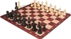 Deluxe Old Club Triple-Weighted Plastic Chess Set - Black & Ivory Pieces with Rosewood & Maple Floppy Chess Board