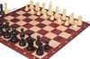 Deluxe Old Club Triple-Weighted Plastic Chess Set - Black & Ivory Pieces with Rosewood & Maple Floppy Chess Board