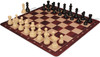 Deluxe Old Club Triple-Weighted Plastic Chess Set - Black & Ivory Pieces with Rosewood & Maple Floppy Chess Board