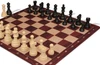 Deluxe Old Club Triple-Weighted Plastic Chess Set - Black & Ivory Pieces with Rosewood & Maple Floppy Chess Board