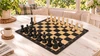 Deluxe Old Club Carry-All Triple-Weighted Plastic Chess Set - Black & Ivory Pieces with Macassar Ebony & Maple Floppy Chess Board - Black