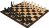 Deluxe Old Club Carry-All Triple-Weighted Plastic Chess Set - Black & Ivory Pieces with Macassar Ebony & Maple Floppy Chess Board - Black