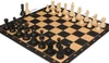 Deluxe Old Club Carry-All Triple-Weighted Plastic Chess Set - Black & Ivory Pieces with Macassar Ebony & Maple Floppy Chess Board - Black