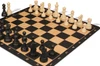 Deluxe Old Club Carry-All Triple-Weighted Plastic Chess Set - Black & Ivory Pieces with Macassar Ebony & Maple Floppy Chess Board - Black