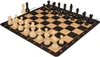 Deluxe Old Club Carry-All Triple-Weighted Plastic Chess Set - Black & Ivory Pieces with Macassar Ebony & Maple Floppy Chess Board - Black