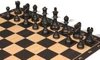 Deluxe Old Club Carry-All Triple-Weighted Plastic Chess Set - Black & Ivory Pieces with Macassar Ebony & Maple Floppy Chess Board - Black