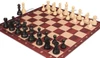 Deluxe Old Club Carry-All Triple-Weighted Plastic Chess Set - Black & Ivory Pieces with Rosewood & Maple Floppy Chess Board - Black Bag