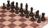Deluxe Old Club Triple-Weighted Plastic Chess Set - Black & Ivory Pieces with Walnut & Maple Floppy Chess Board- Brown Bag