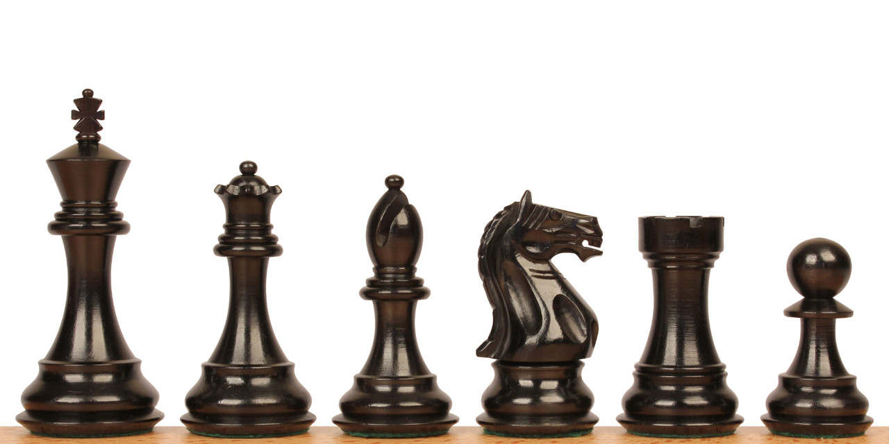18 MoW Ebony Conqueror Staunton Luxury Chess Set with Steel