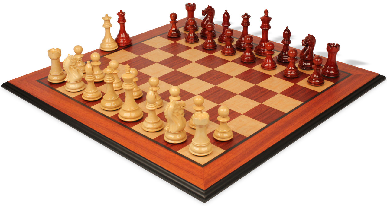 Fierce Knight Staunton Chess Set Padauk & Boxwood Pieces with
