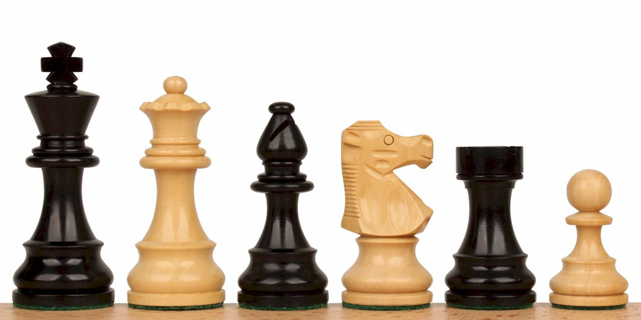 French Lardy Staunton Chess Set with Ebonized & Boxwood Pieces - 2.75 King