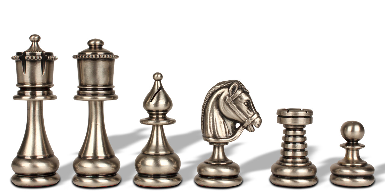 Small Solid Brass Staunton Chess Set by Italfama